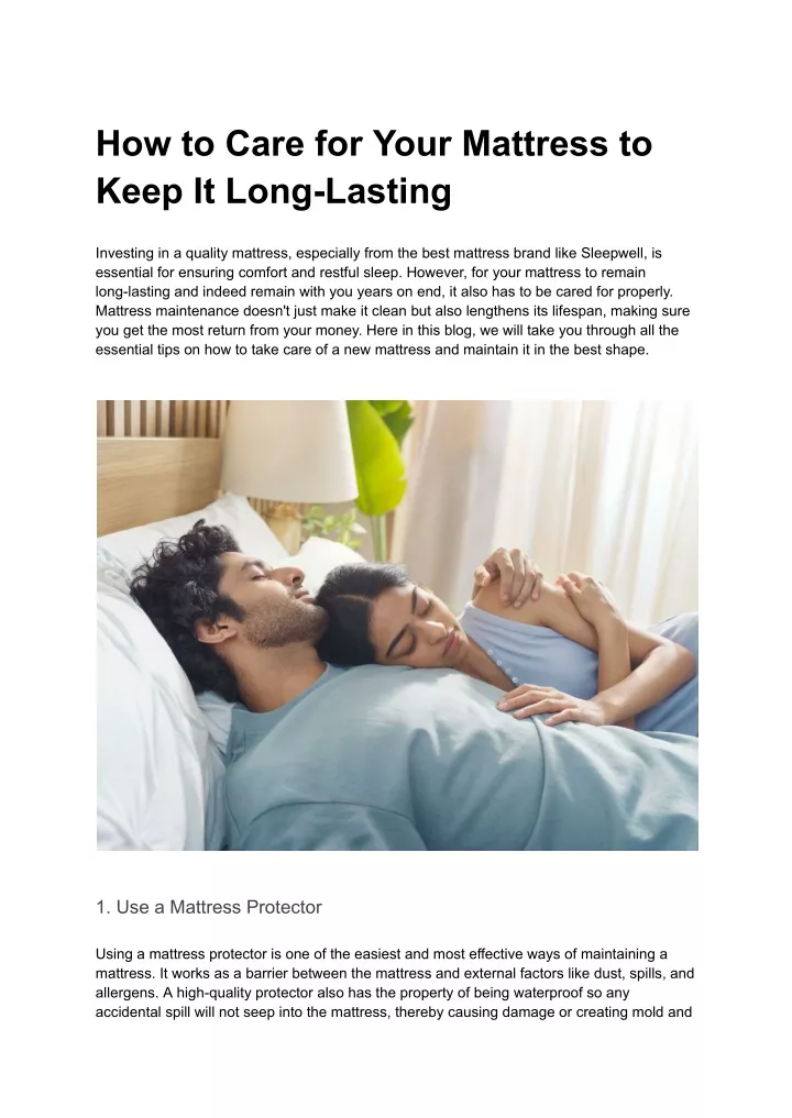 how to care for your mattress to keep it long