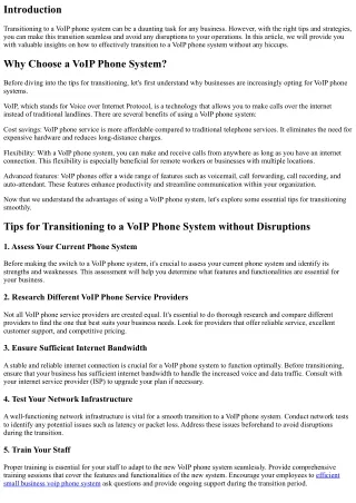 Tips for Transitioning to a VoIP Phone System without Disruptions