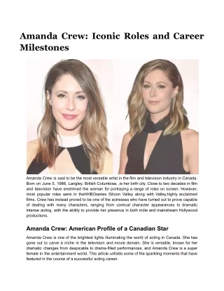 Amanda Crew: Iconic Roles and Career Milestones