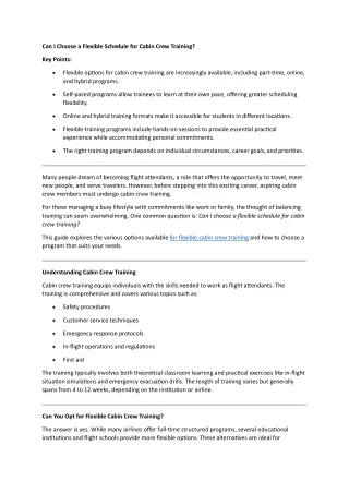 Flexible Cabin Crew Training: What Are Your Options?
