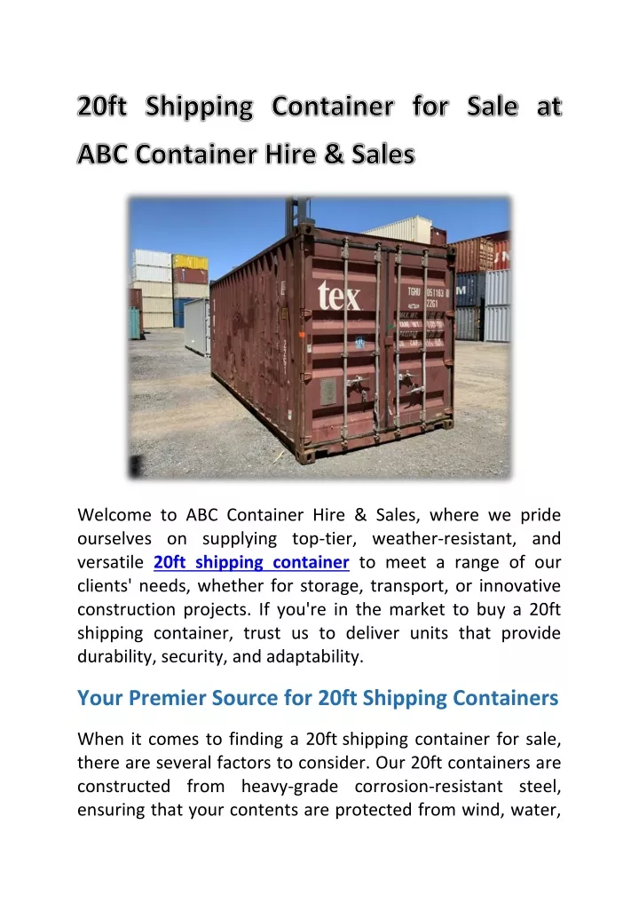 welcome to abc container hire sales where