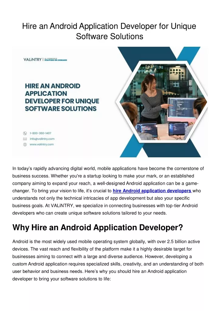 hire an android application developer for unique