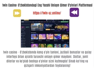 1win Casino: O'zbekistondagi Eng Yaxshi Onlayn Qimor O'yinlari Platformasi
