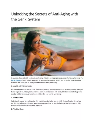 Unlocking the Secrets of Anti-Aging with the Genki System