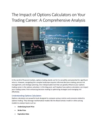 The Impact of Options Calculators on Your Trading Career