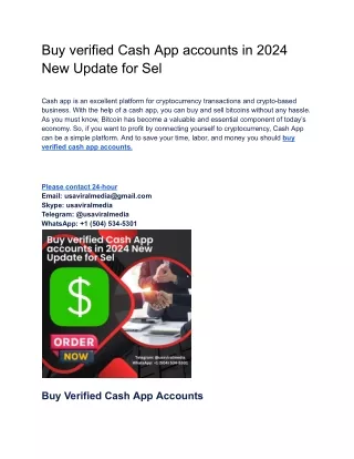Buy verified Cash App accounts in 2024 New Update for Sel