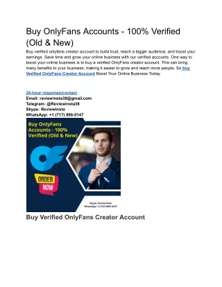Buy OnlyFans Accounts - 100% Verified (Old & New)