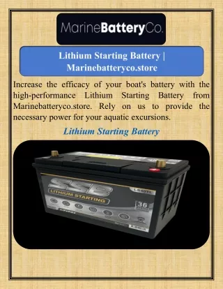 Lithium Starting Battery   Marinebatteryco.store