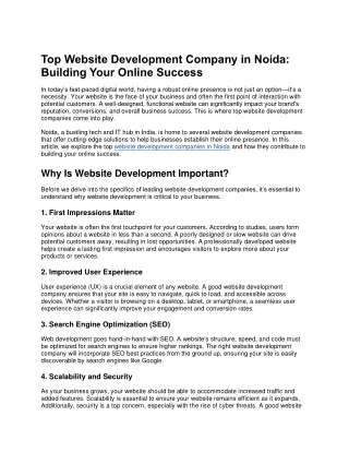 Top Website Development Company in Noida: Building Your Online Success