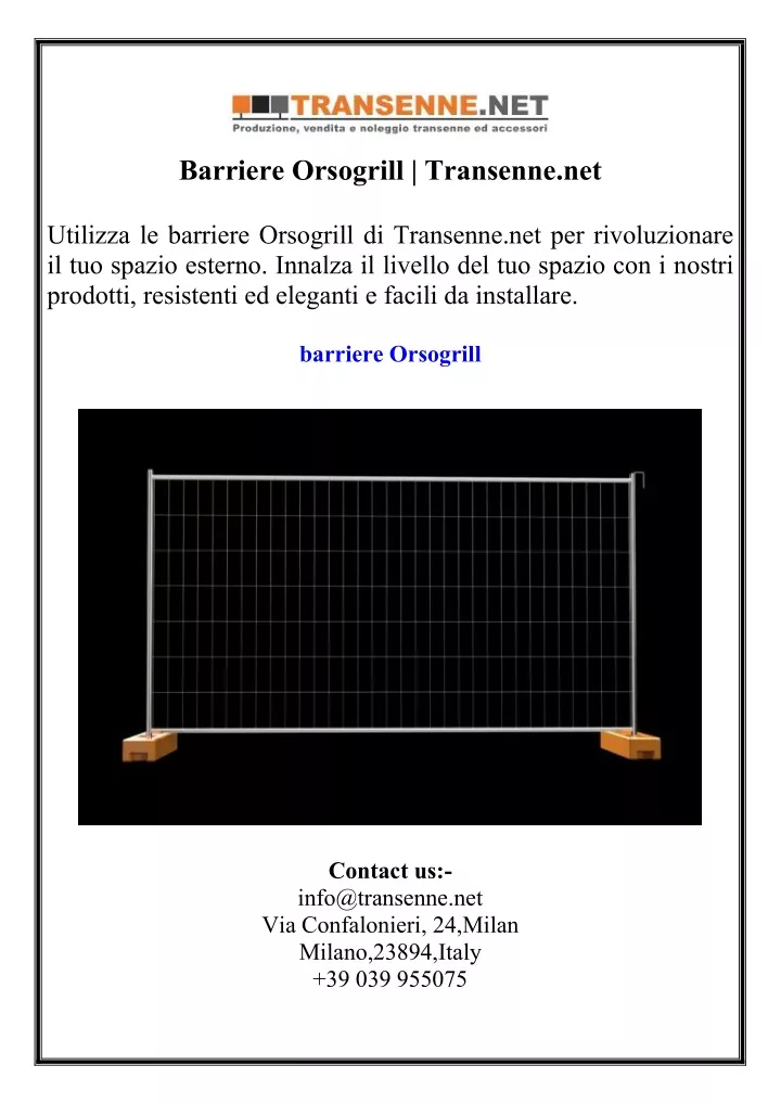 barriere orsogrill transenne net