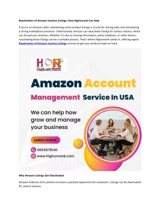 reactivation of amazon inactive listings