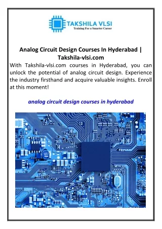 analog circuit design courses in hyderabad