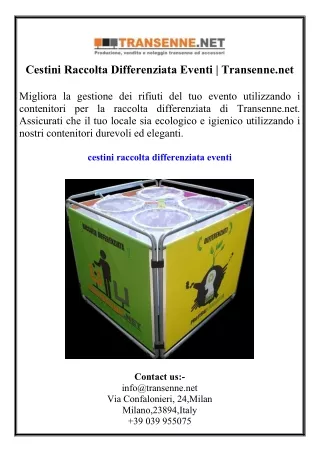 cestini raccolta differenziata eventi transenne