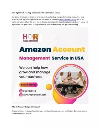 how highonrank can help unblock your amazon