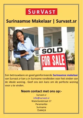 Surinaamse Makelaar  Survast.sr