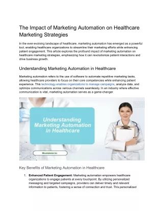 The Impact of Marketing Automation on Healthcare Marketing Strategies