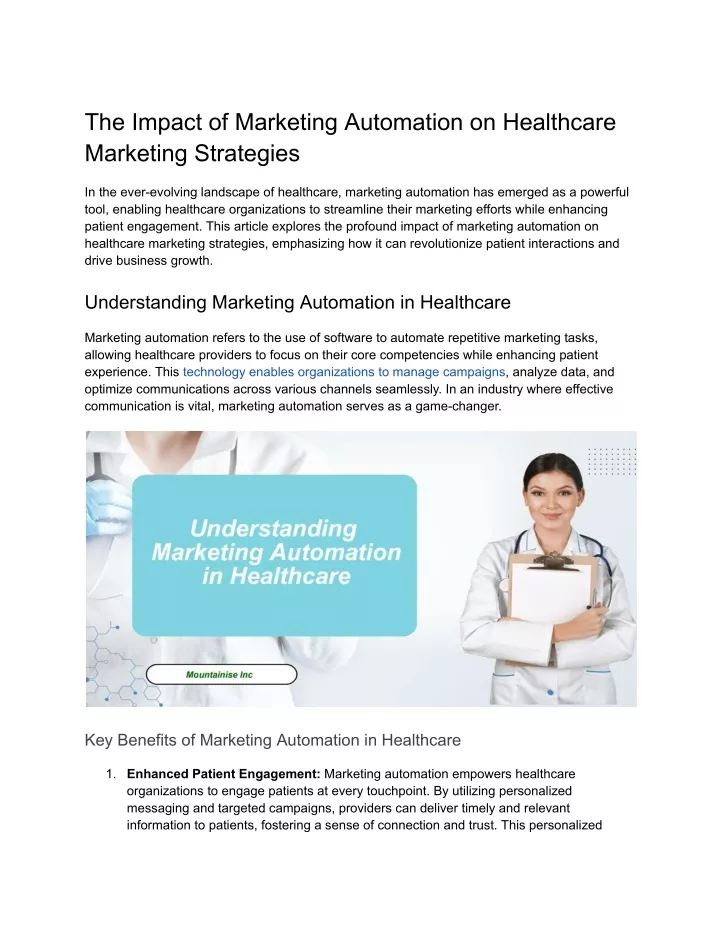 the impact of marketing automation on healthcare