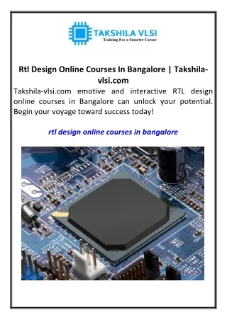 rtl design online courses in bangalore takshila
