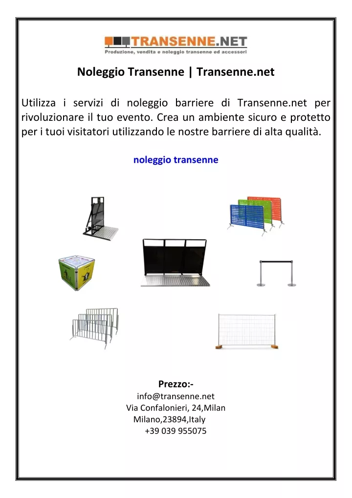 noleggio transenne transenne net