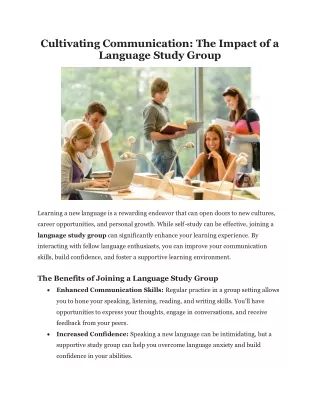 Cultivating Communication The Impact of a Language Study Group