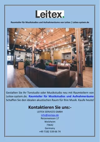 Raumteiler für Musikstudios und Aufnahmeräume von Leitex  Leitex-system.de