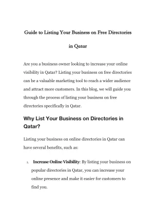 Guide to Listing Your Business on Free Directories