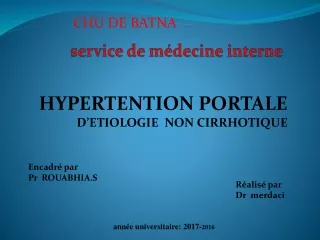 syndrome   HTP  non   cirrhotique