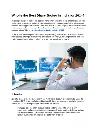 Who is the Best Share Broker in India for 2024?