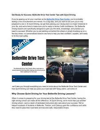get ready for success belleville drive test