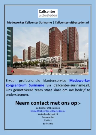 Medewerker Callcenter Suriname  Callcenter-uitbesteden.nl