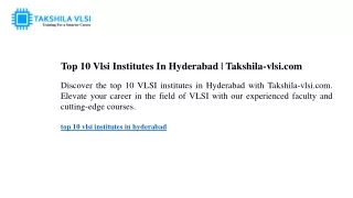 top 10 vlsi institutes in hyderabad takshila vlsi
