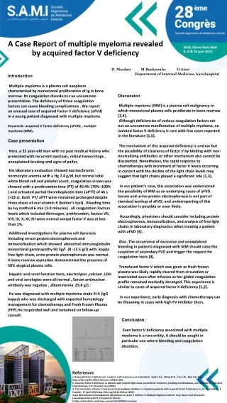 A Case Report of multiple myeloma revealed by acquired factor V deficiency