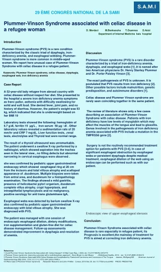 Plummer-Vinson Syndrome associated with celiac disease in a refugee woman