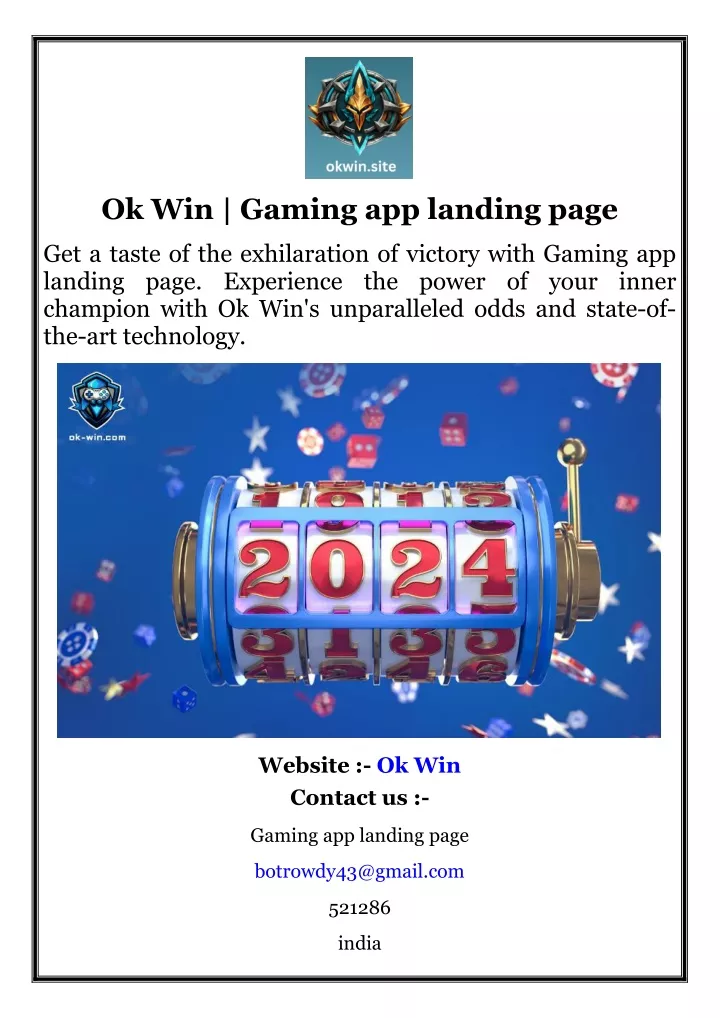 ok win gaming app landing page