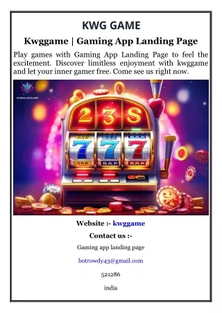 kwggame gaming app landing page