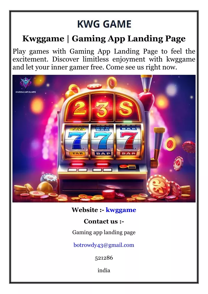 kwggame gaming app landing page