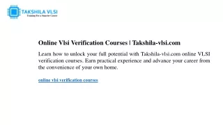 online vlsi verification courses takshila vlsi com