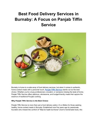 Best Food Delivery Services in Burnaby_ A Focus on Panjab Tiffin Service