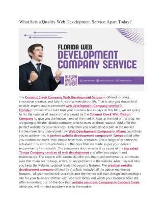 What Sets a Quality Web Development Service Apart Today