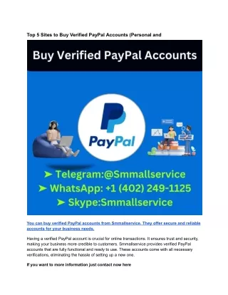Top 5 Sites to Buy Verified PayPal Accounts (Personal and