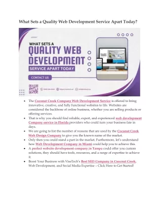 What Sets a Quality Web Development Service Apart Today