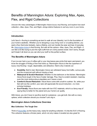 Benefits of Mannington Adura_ Exploring Max, Apex, Flex, and Rigid Collections