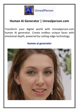 Human Ai Generator Unrealperson.com