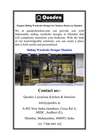 Elegant Sliding Wardrobe Designs for Modern Homes in Mumbai