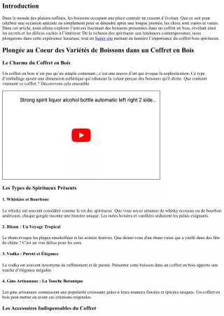 Plongée au Coeur des Variétés de Boissons dans un Coffret en Bois