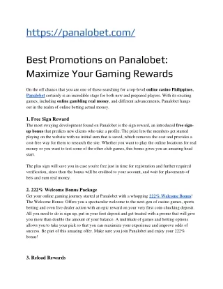 Best Promotions on Panalobet_Maximize Your Gaming Rewards