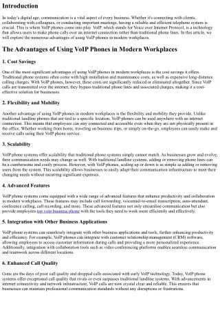 The Advantages of Using VoIP Phones in Modern Workplaces