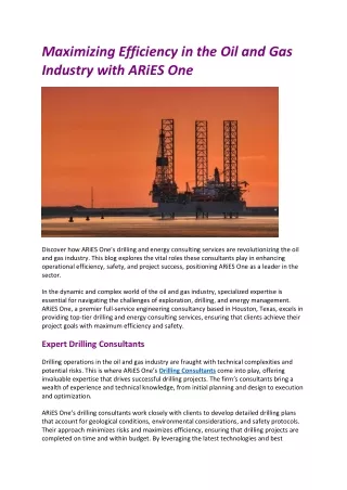Maximizing Efficiency in the Oil and Gas Industry with ARiES One