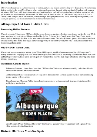 The Lesser Known Wonders of Old Town Albuquerque : A Tourist Guide