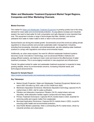Water and Wastewater Treatment Equipment Market SWOT Analysis, Trends, Growth